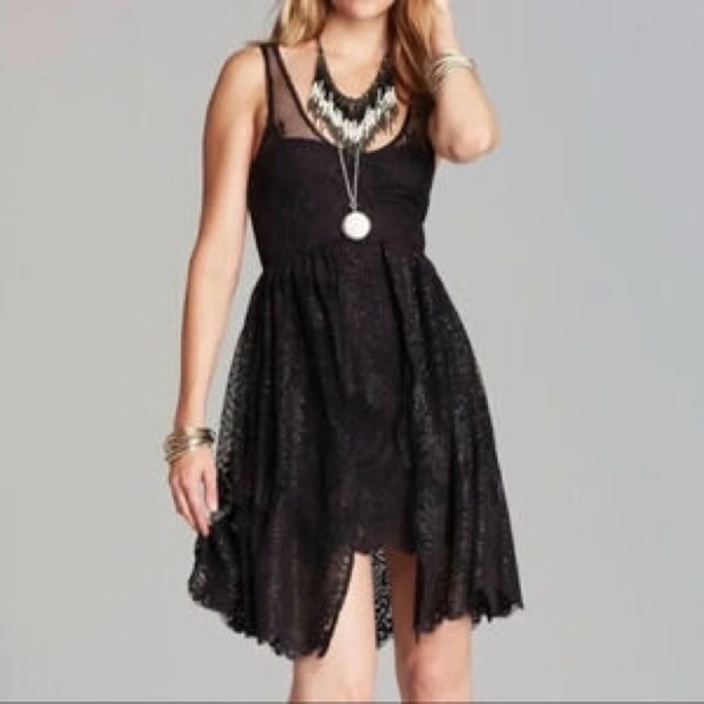 Free People Kristal Metallic Fit And Flare Dress Black Size 2